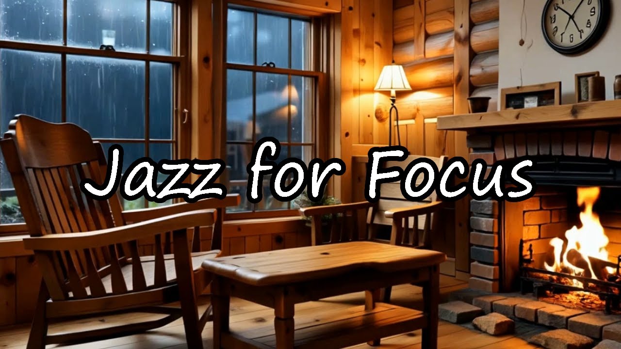 Smooth Jazz for Work & Focus — Fireplace Warmth & Rainy Night Calm