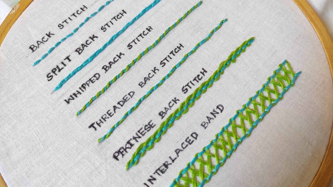 Back Stitch Family  - 6 different back stitches/ Hand embroidery basics for beginners