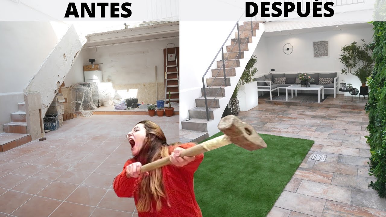 Transformación TERRAZA / PATIO 🤩 Con poco DINERO 💰 (PASO A PASO) Renovar tu terraza
