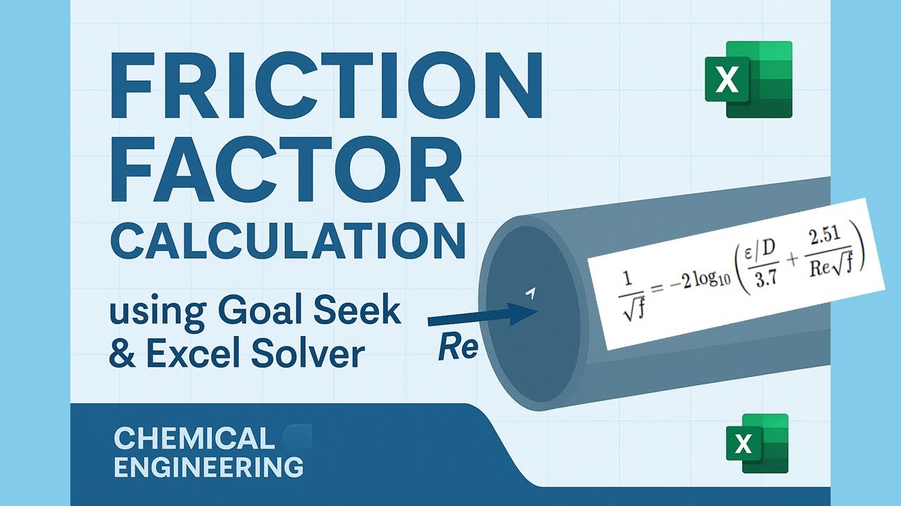 Friction Factor Calculation: Colebrook Equation with Goal Seek & Excel Solver | Fluid Mechanics