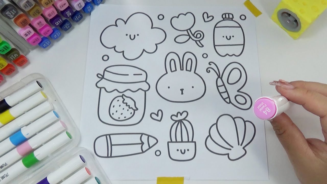 Relaxing Art Therapy: Coloring Kawaii Food & Objects