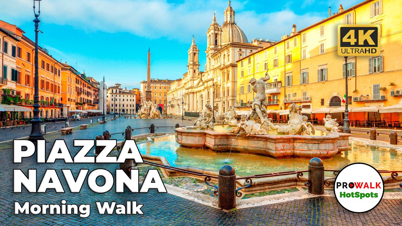 Rome's Piazza Navona in the Morning - 4K Tour with No Crowds! ROME, ITALY
