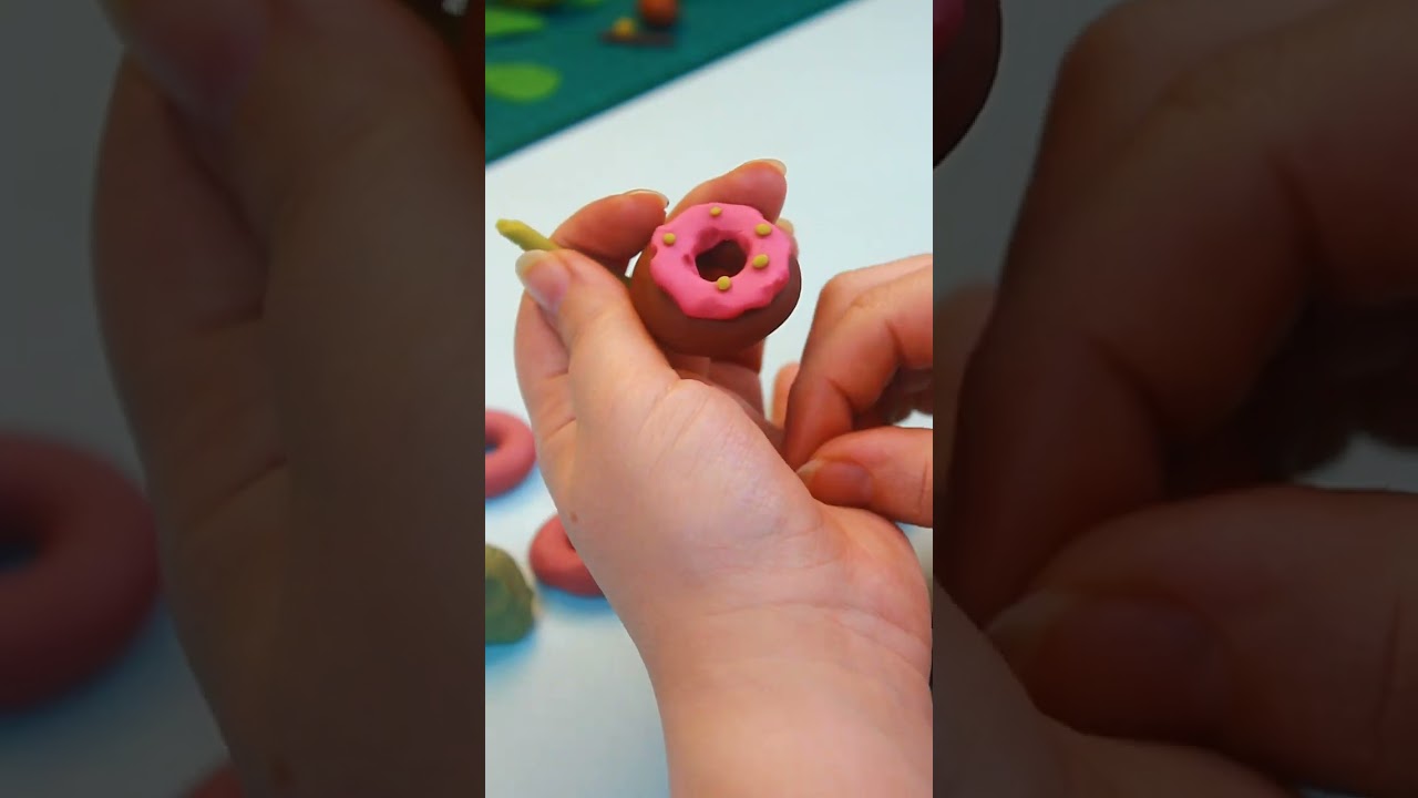 DIY How To Make Miniature Realistic Food Set With Polymer Clay | Donuts Tutorial | #shorts