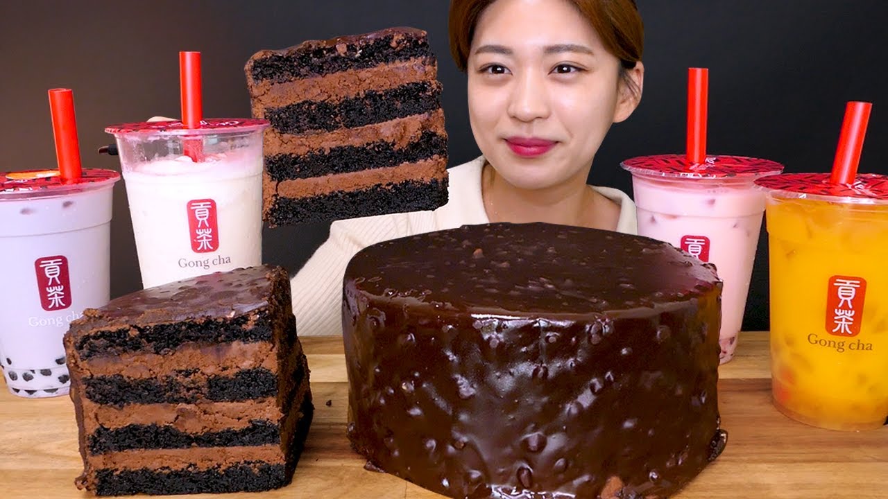 🍫Chocolate Cake😍초코 덕후의 빌리엔젤 뉴욕 레이어 초콜릿 케이크 먹방❤ [Billy Angel, Gong Cha, Taro Milk Tea] Mukbang