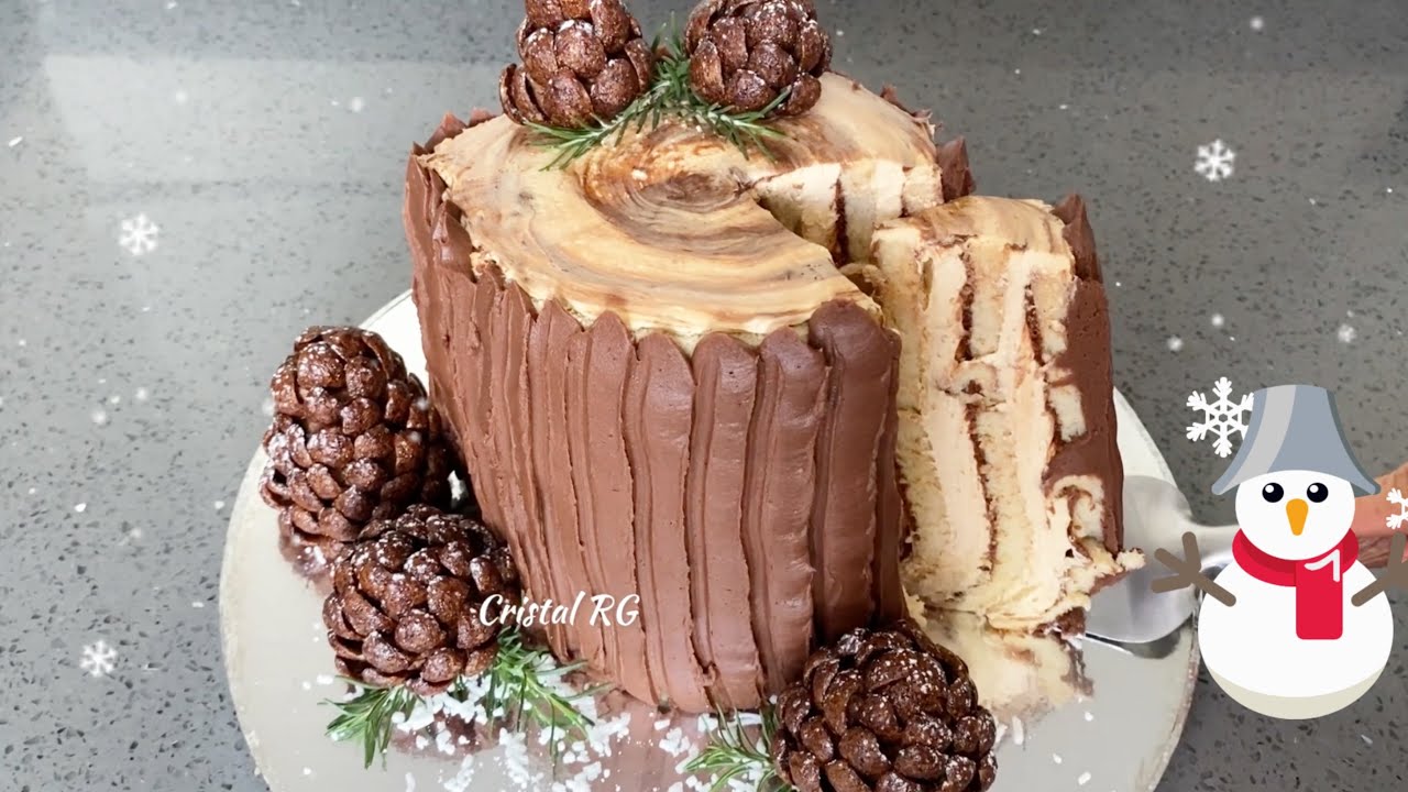 Pastel tronco navideño 