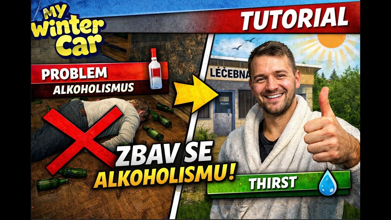 My Winter Car – Tutorial: Jak přepnout Problem na Thirst (léčba alkoholismu) – CZ