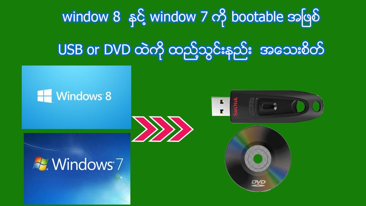 window 8  &  window 7  Bootable အၿဖစ္ USB or DVD ထဲ ထည္႔သြင္းနည္း အေသးစိတ္