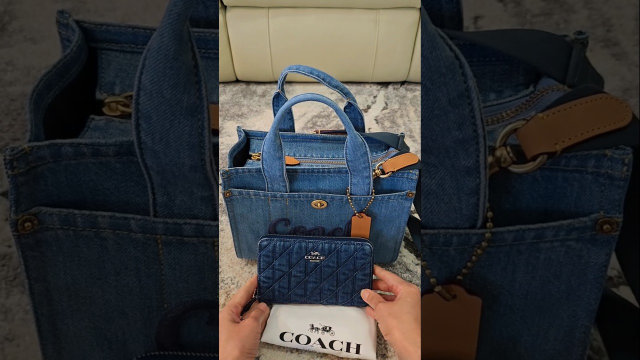 wallet and Coach Cargo Tote 26 in Denim🩵#coach #cargo #song