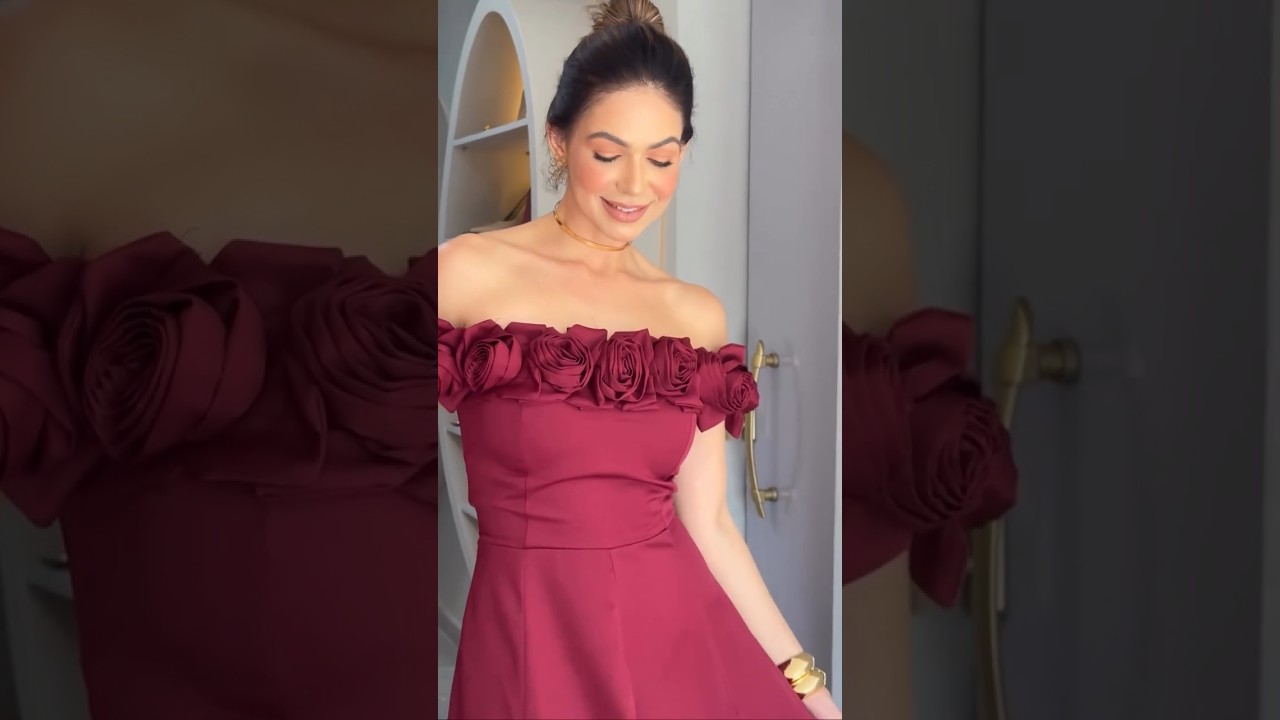 The perfect 🥀our off-shoulder dress rosette neckline 👗#fashion #model #beauty #shorts #style #outfit