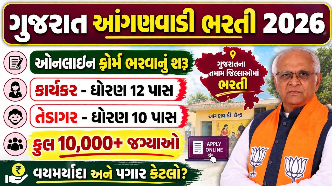Gujarat Anganwadi Bharti 2026 | Anganwadi karyakar & Tedagar Recruitment 2026 | આંગણવાડી ભરતી 2026