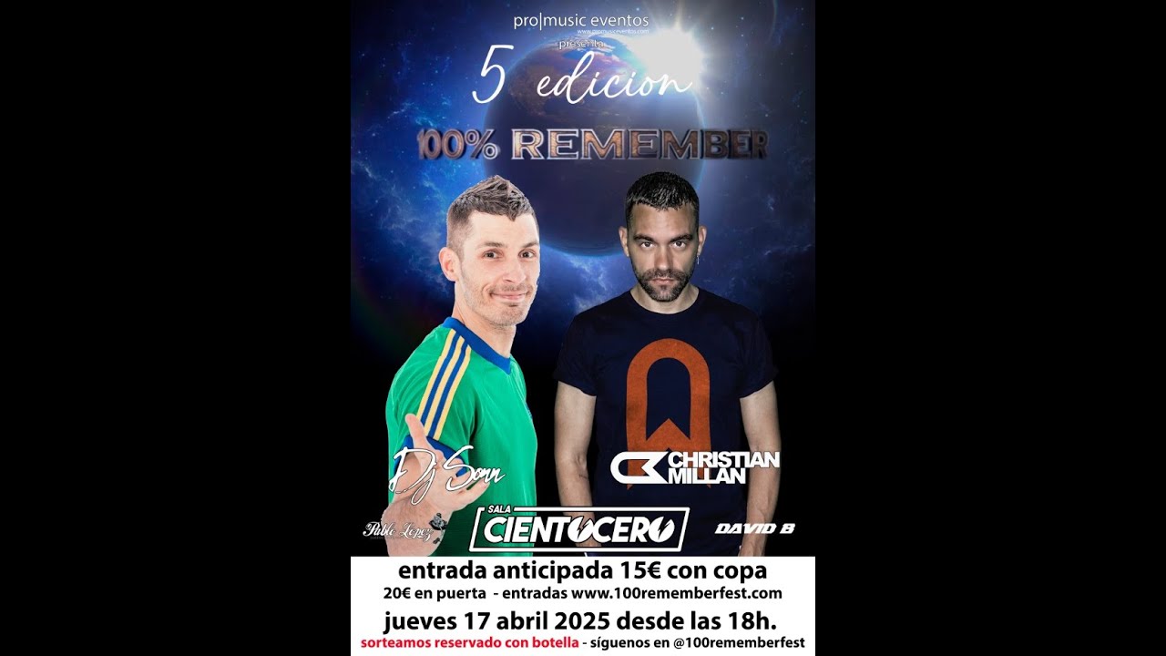 resumen 5ª EDICIÓN 100% REMEMBER con CHRISTIAN MILLÁN & DJ SONN #remember #90smusic #valladolid