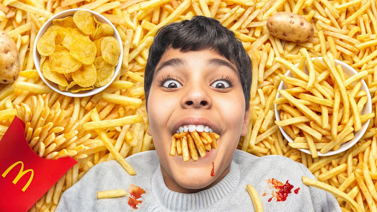زياد والياس ياكلون بطاطس لمده يوم كامل 24 ساعة !