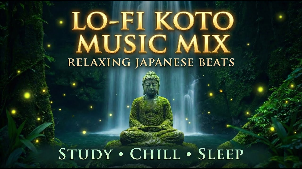 Lo-fi Koto Beats by the Waterfall 🏯 Japanese Lofi Hip Hop for Study & Relax