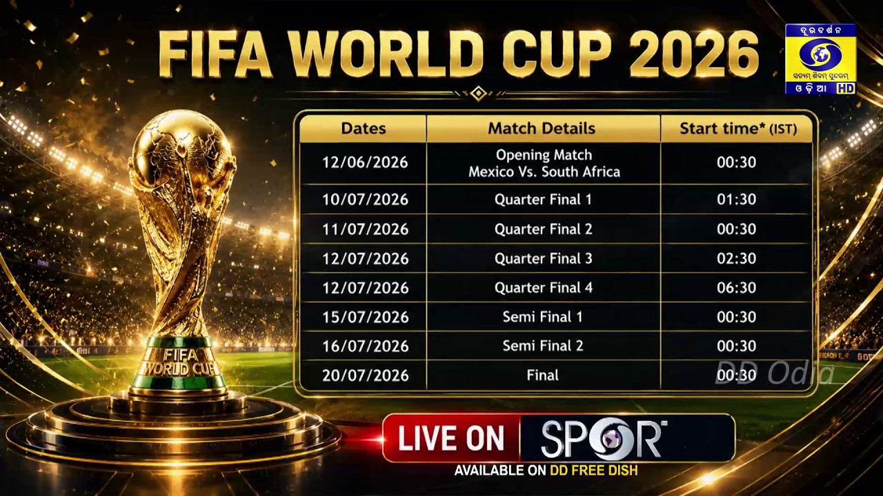 FIFA World Cup 2026 Free on DD Sports | Full Schedule & Timings