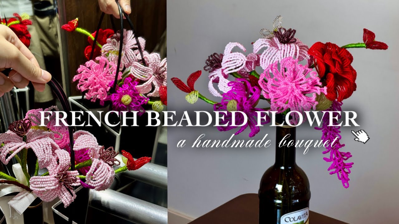 Beading a Monochromatic Birthday Bouquet 🌸👛🩷