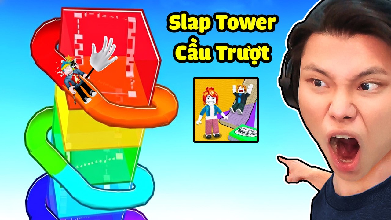 [ROBLOX] JayGray Bị Troll Cực Mạnh Slap Tower Cầu Trượt Tuổi Thơ🖐🌈Thử Thách Leo Tháp Cầu Trượt 7 Màu