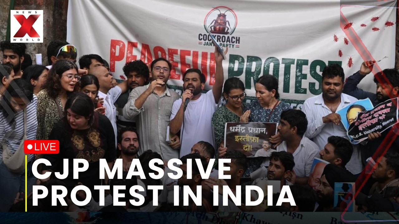 cjp live: Abhijeet Dipke Leads Cockroach Janta Party Protest At Delhi Jantar Mantar
