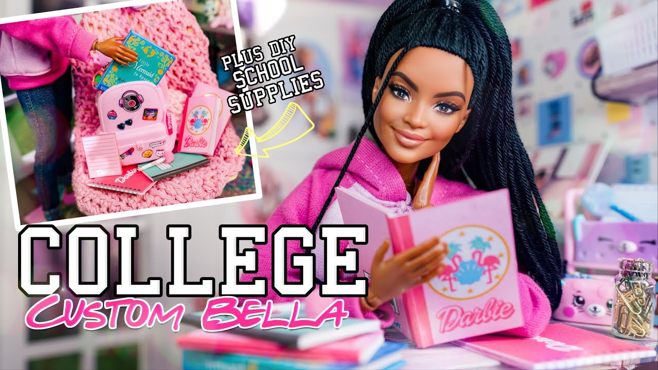 DIY How to Make Barbie Back to School Supplies 2023 & Custom College Mini Bella
