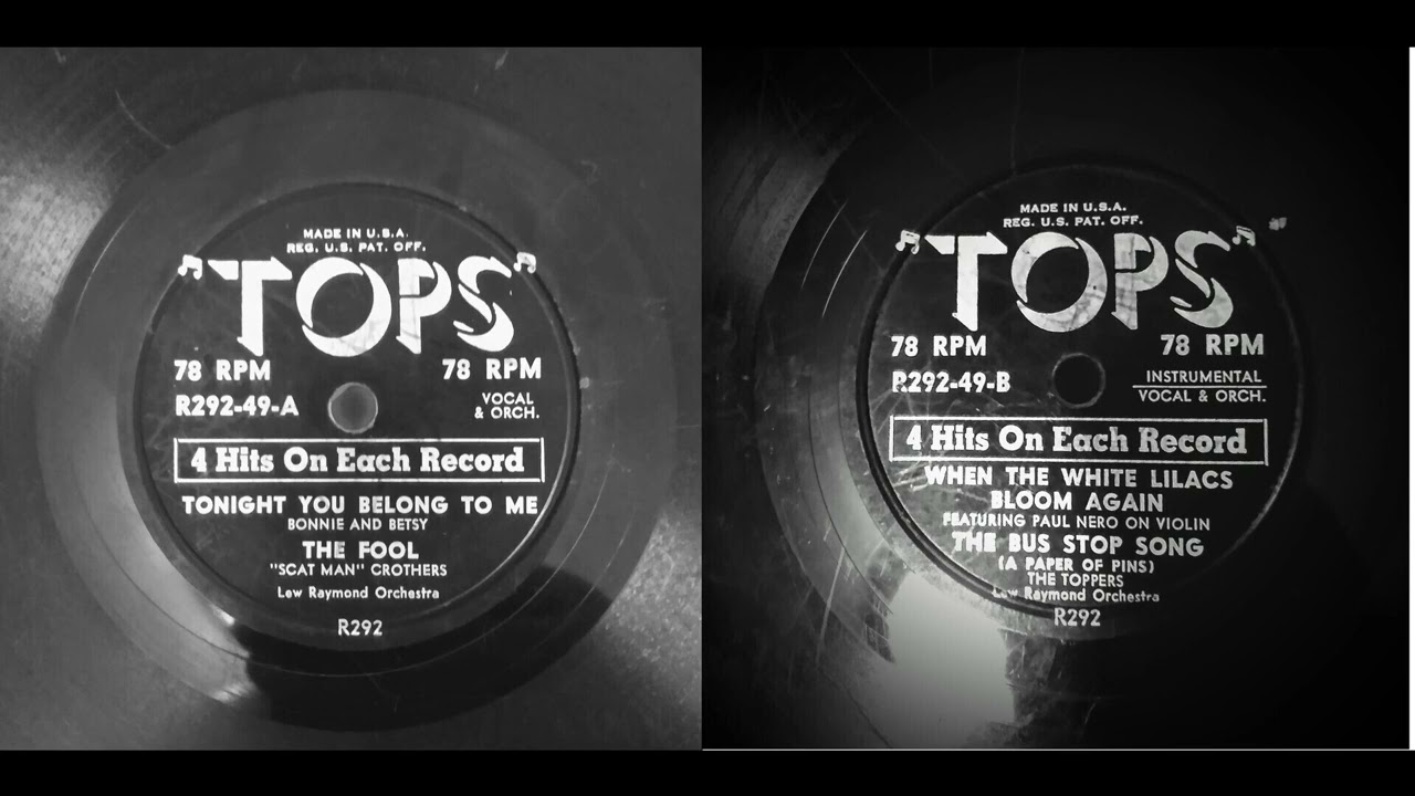 Lew Raymond Orchestra & The Toppers- Tops Hits R292- Full 78 RPM EP Record