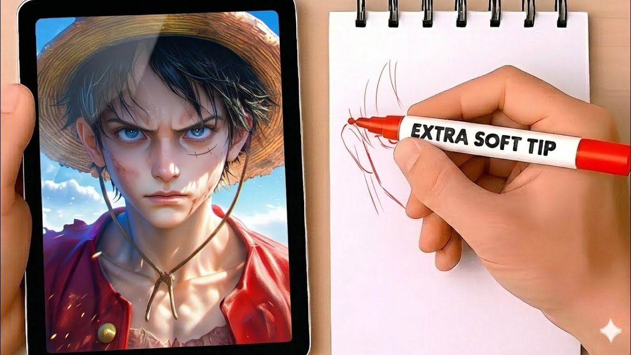 Drawing LUFFY In REALISTIC ART Style 🔥 Luffy Drawing 