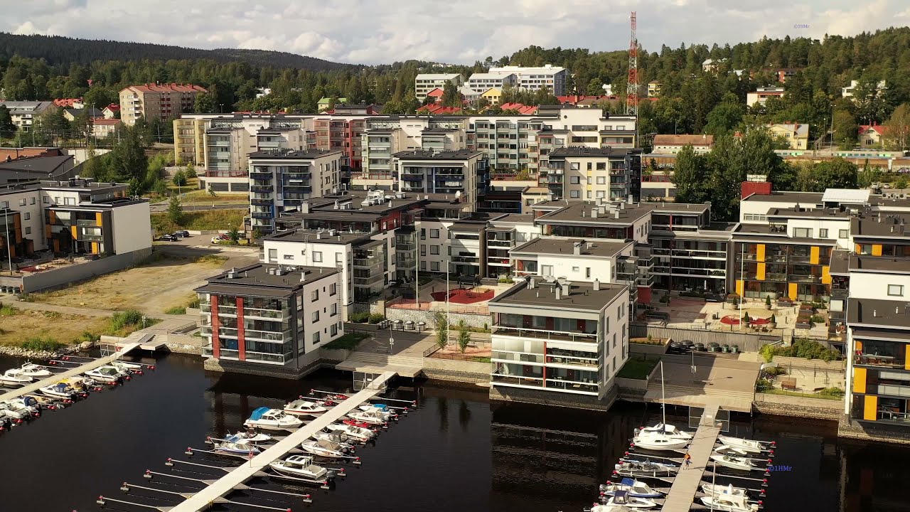 Kuopio harbor and new breakwaters 4K Finland from air