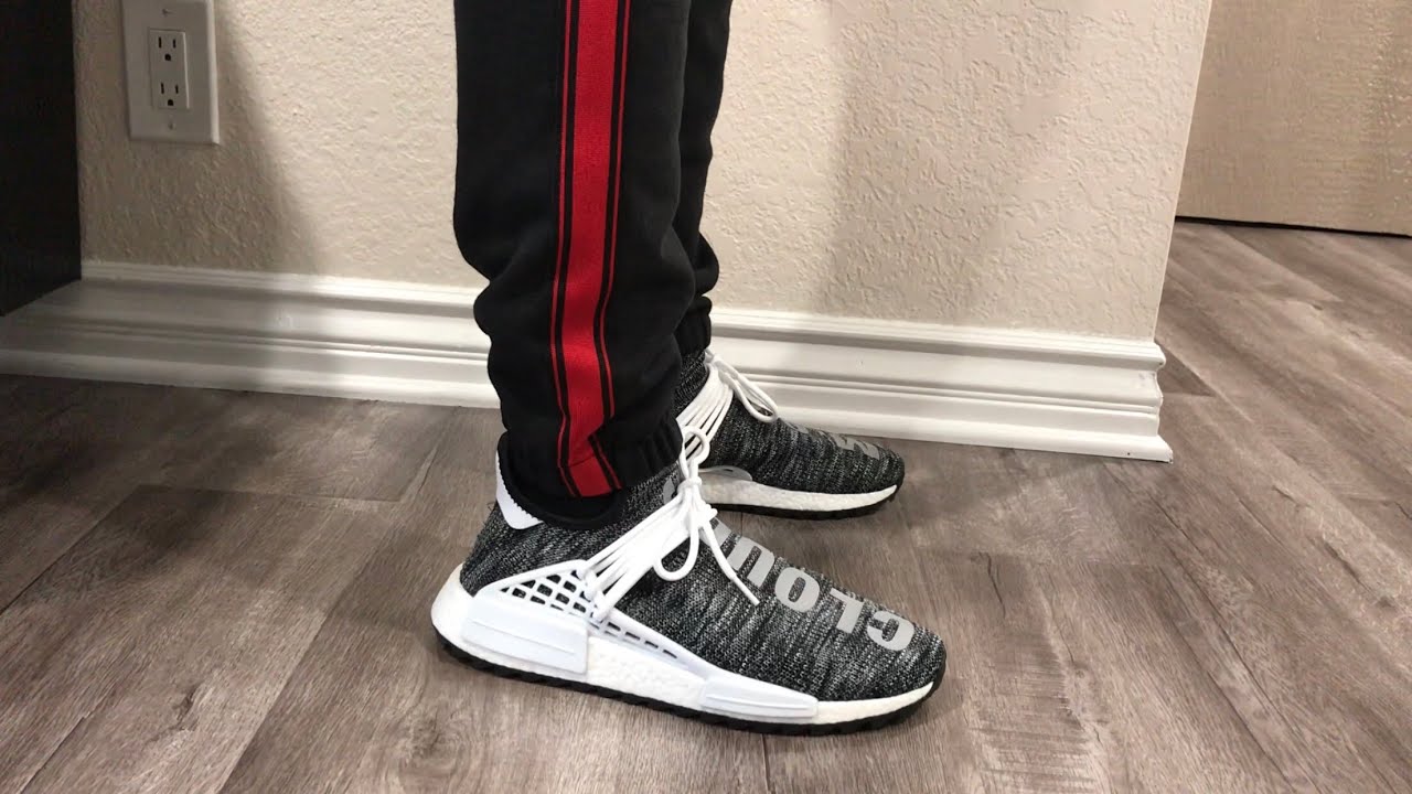 Adidas Pharrell Williams Human Race NMD Trail Oreo On Feet (with Yeezy Calabasas Track Pants)