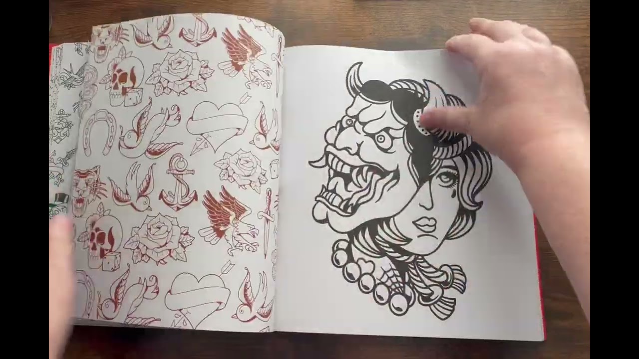 Vintage Tattoo Coloring by Chartwell Books flip and new hashtag #tattoocoloring26 