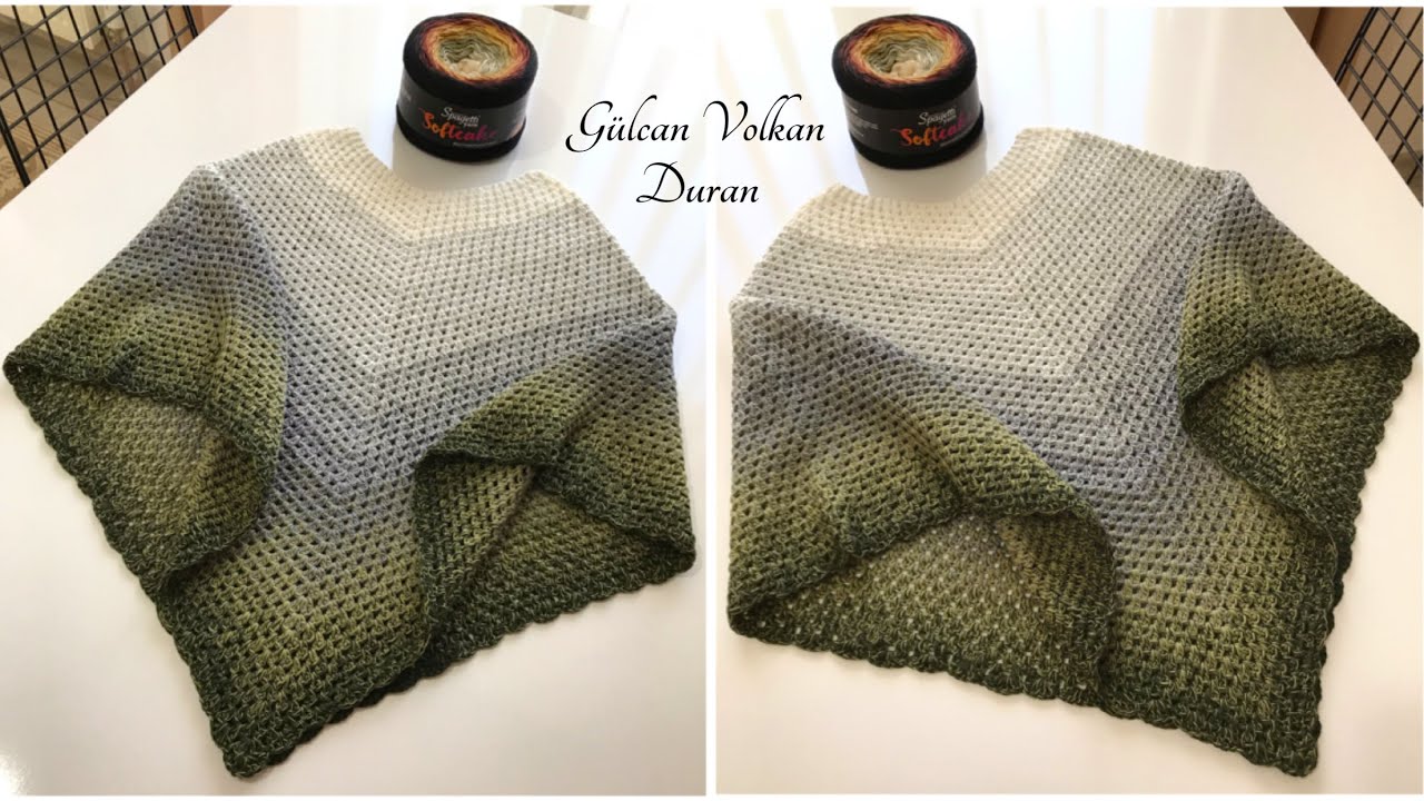 Łatwe robienie na drutach poncho z wł&oacute;czki Spagetti Soft Cake Yarn