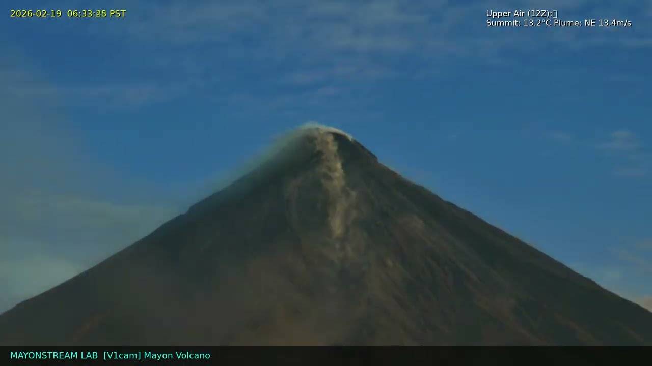 Mayon Volcano: 24-Hour Time-lapse [500x Speed] - February 19, 2026