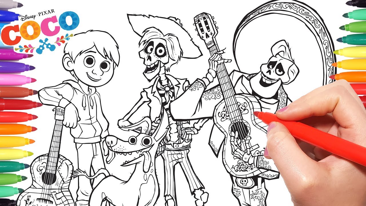 Disney Coco Coloring Pages | How to Color Coco Dante Hector and Ernesto New Disney Movie