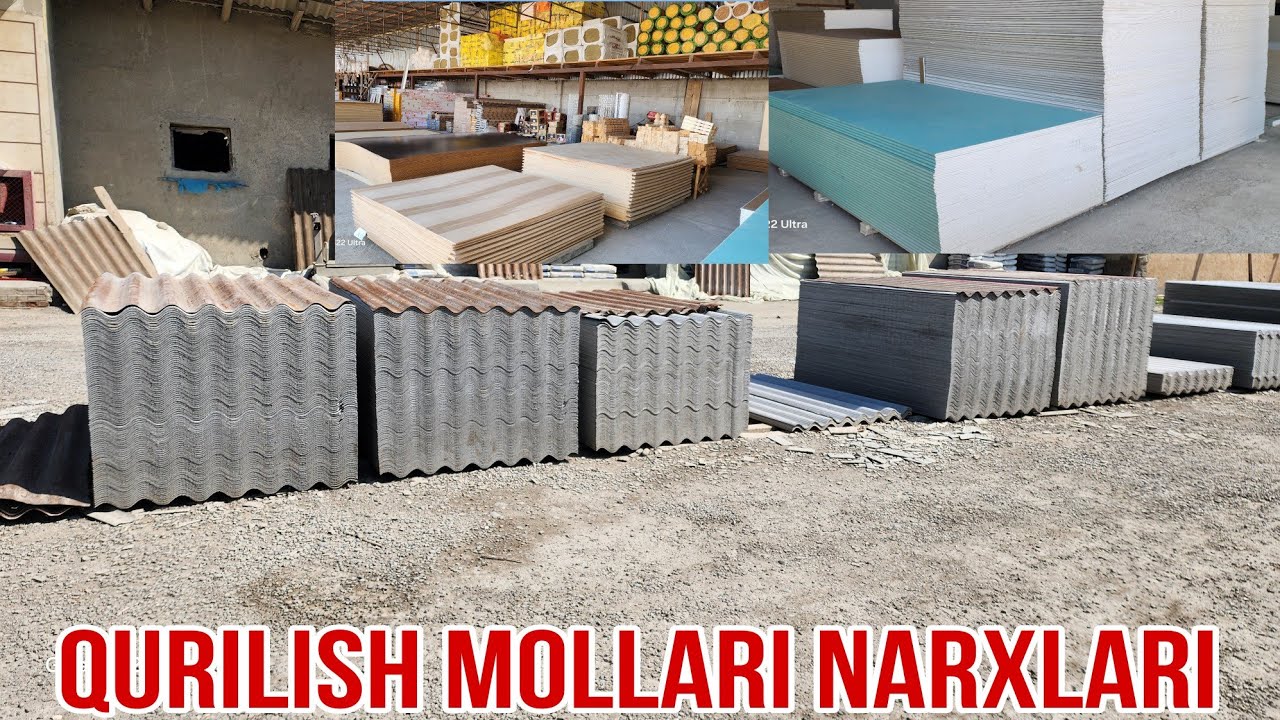 SHIFER, SEMENT, TAXTA,  GIPSAKARTON QURILISH MOLLARI DO'KONIDAN NARXLAR.