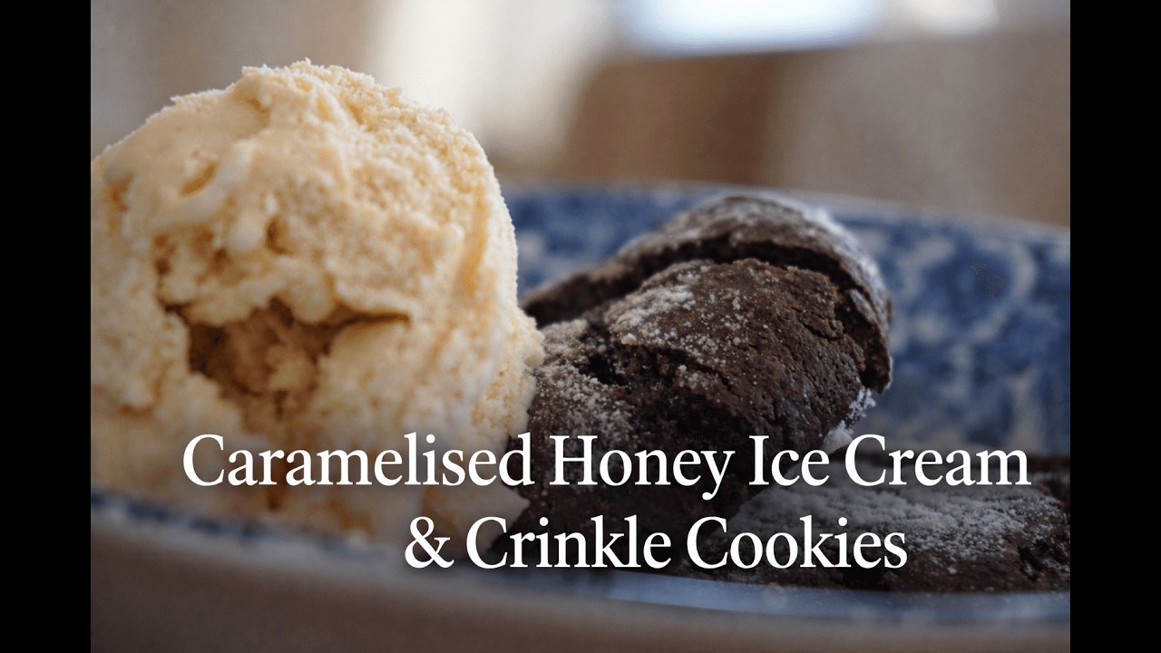 Caramelised Honey Ice Cream & Chocolate Crinkle Cookies