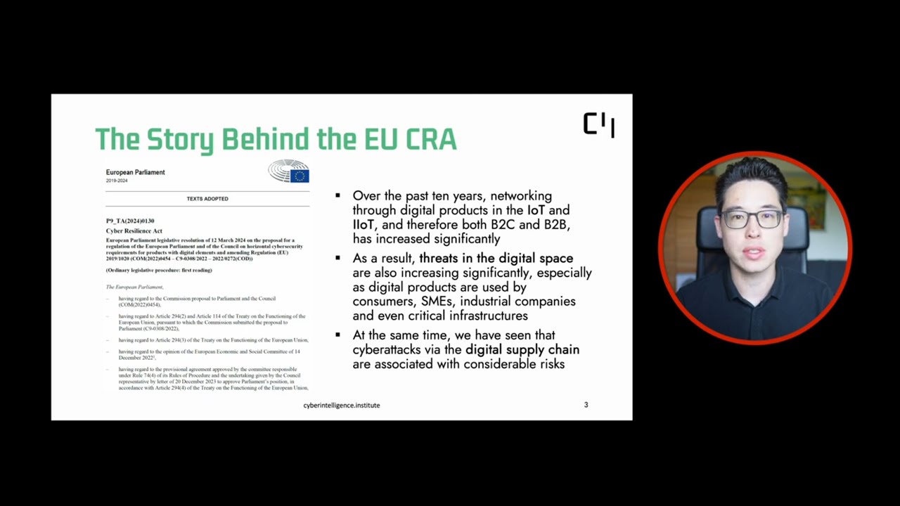 Professor Dr. Dennis-Kenji Kipker presents the new EU Cyber Resilience Act (CRA) in 30 minutes