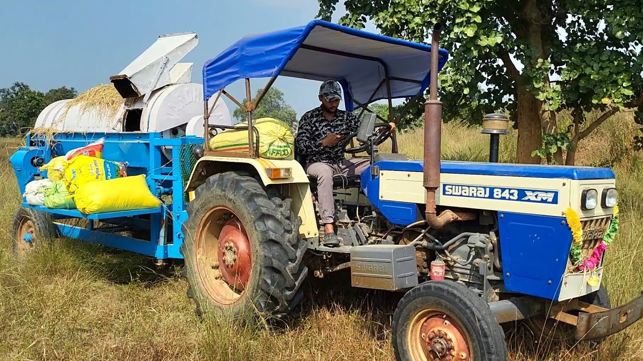 Swaraj 843 XM Tractor Going To Paddy Thresher Work In Village | Paddy Thresher | Tractor Cartoon