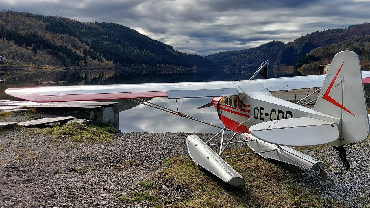 TWM 1/3 scale Super Cub | RC seaplane flying in beautiful fall colors at Norwegian lake