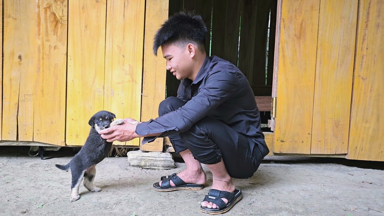 Homeless boy and poor girl sell things to get money to buy for adopted child