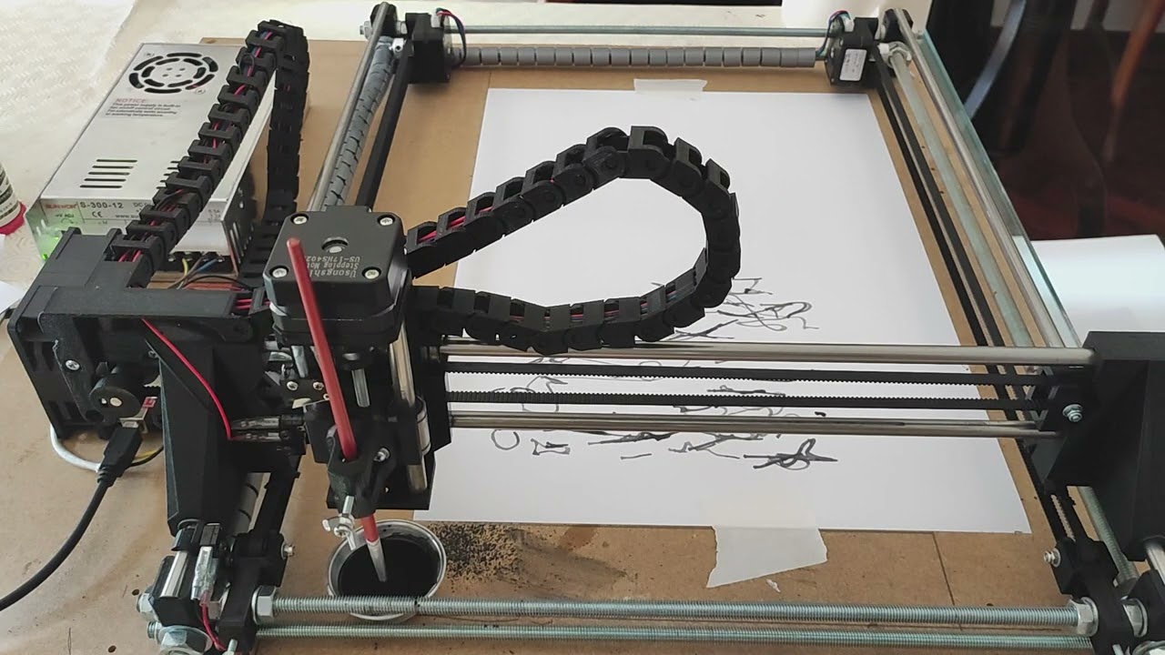 Working prototype of a 3d printed pen plotter