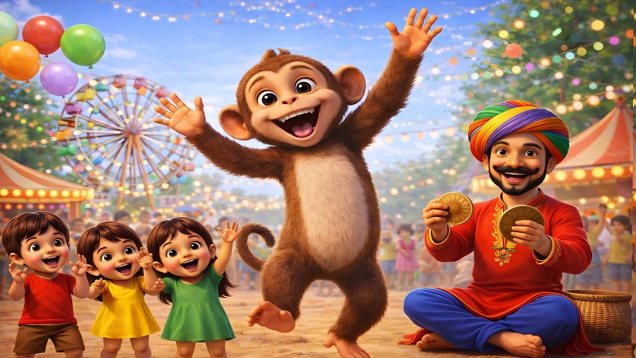 Kalu Madari | कालू मदारी बंदर लाया | Hindi Song For Kid's | बंदर का नाच | BalMasti Studio Animation 