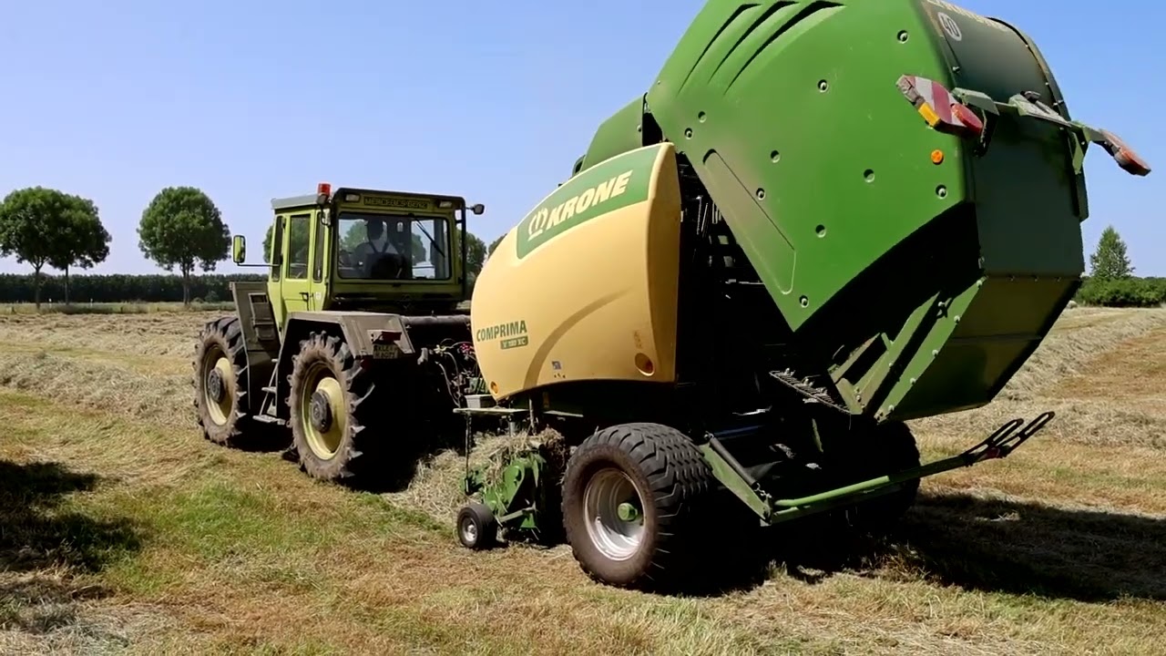 MB trac 1600 turbo mit Krone Comprima beim Heu pressen!