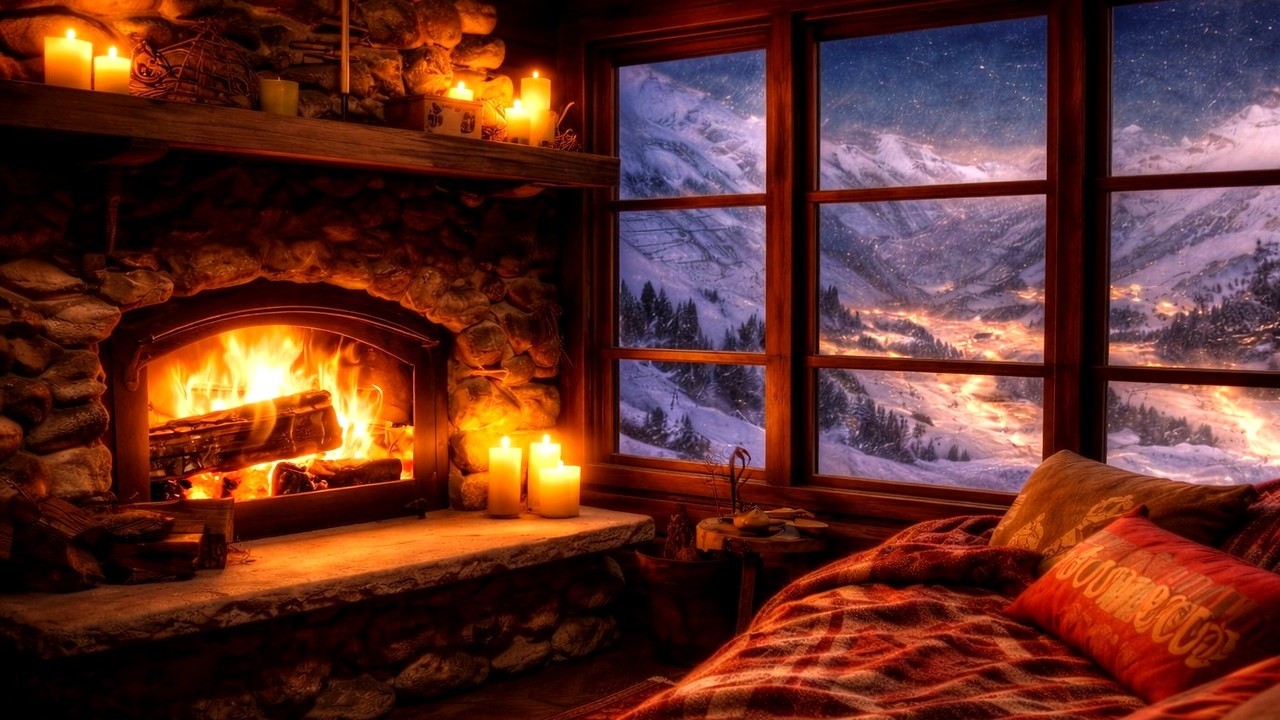 Fireplace & Snow Sounds for Deep Sleep ❄️🔥 | 4 Hours Winter Ambience