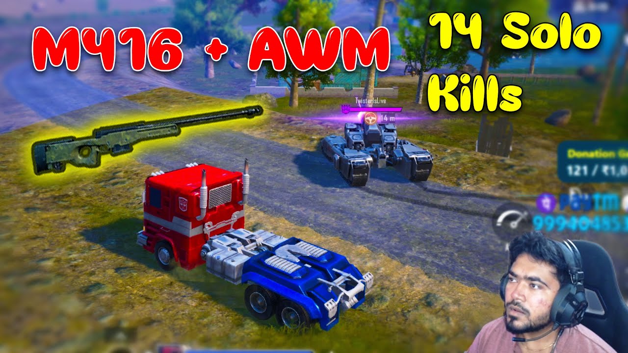 M416 + AWM Combo with OPTIMUS PRIME | 14 Solo Kills🔥
