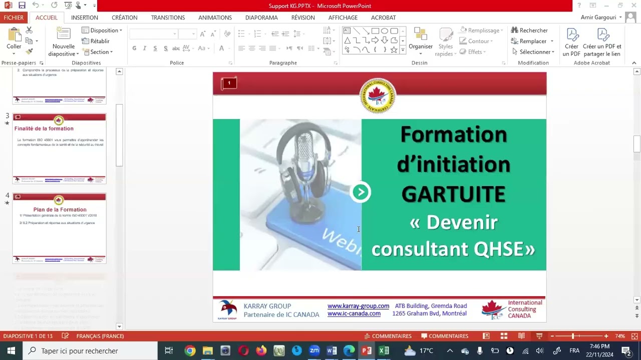 formation Devenez Consultant QHSE (22/11/2024 )