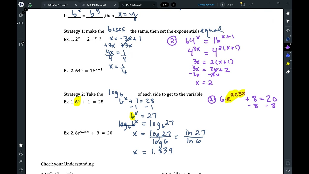 Algebra II Notes 4.14A Solving Exponential Equations Part 1