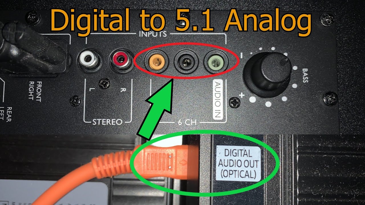 How To Use a 6 Channel 3.5mm Analog Surround Sound System With Optical/Digital Audio!