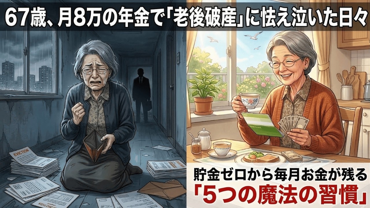 【60代の現実】年金8万で「老後破産」寸前の女。同級生が教えた”貧乏神を追い出す5つの習慣”で貯金と幸せを手に入れた【シニア朗読雑学】