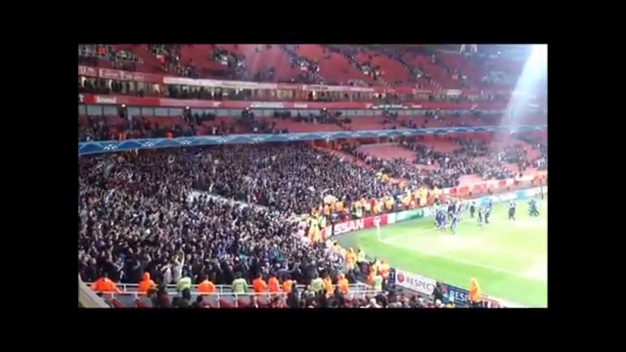 Arsenal vs Anderlecht 3-3, Anderlecht fans party at the stand