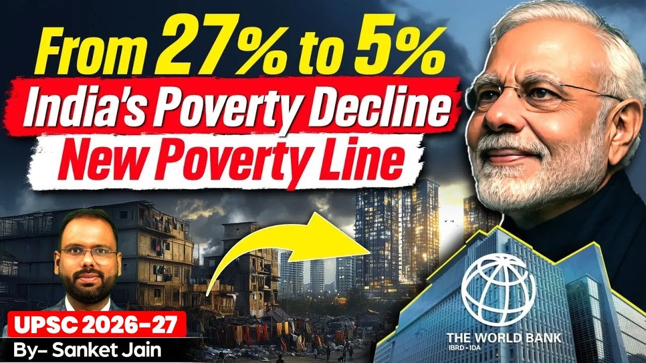 India’s Big Poverty Shift: From 27% to 5% — The Impact of the New $3-a-Day Poverty Line | StudyIQ