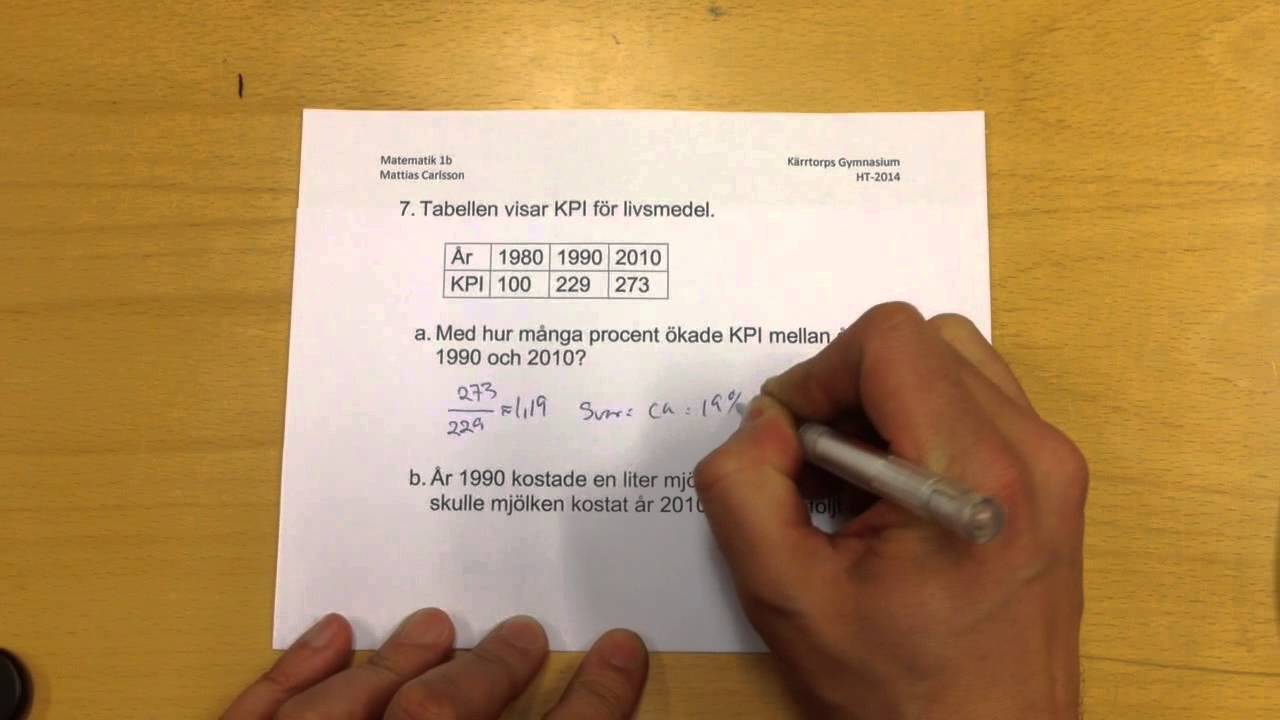 Genomgång av E-test på procent,index och förändringsfaktor.