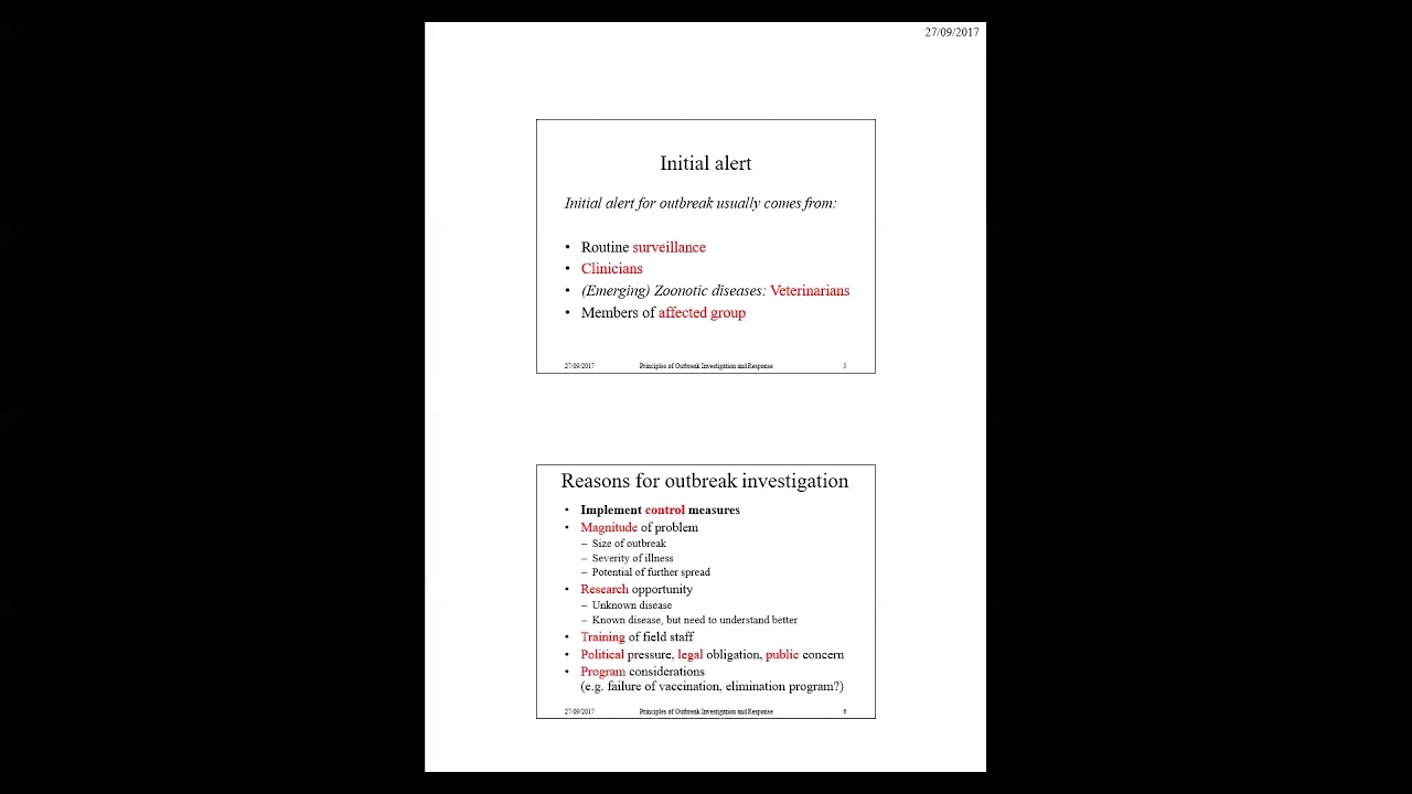 Principles of outbreak investigation and response