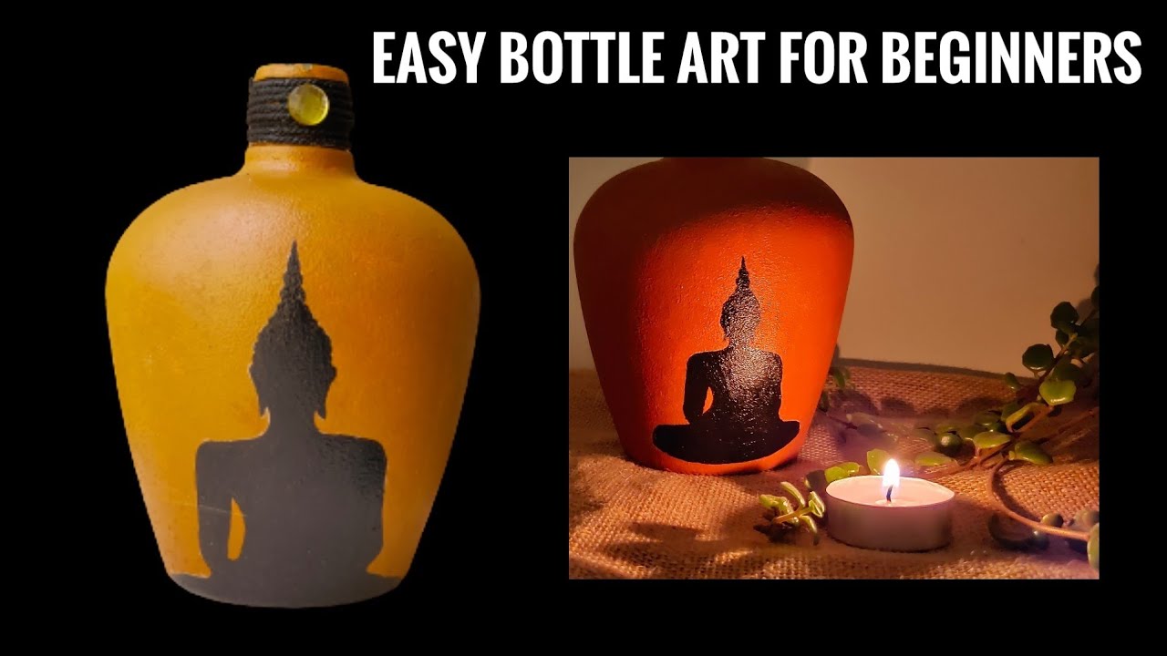 Easy Buddha Bottle Art For Beginners/Simple Bottle Painting/Wine Bottle Craft/My Candle Light